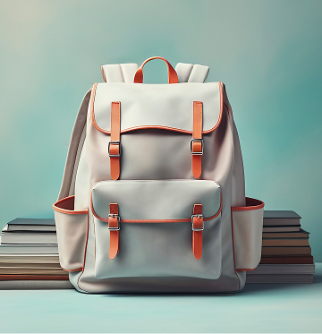 Beige leather backpack